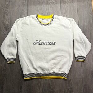 Vintage Augusta National Masters Golf Large Sweatshirt White Yellow Striped